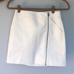 Express White Leather Skirt with Zipper